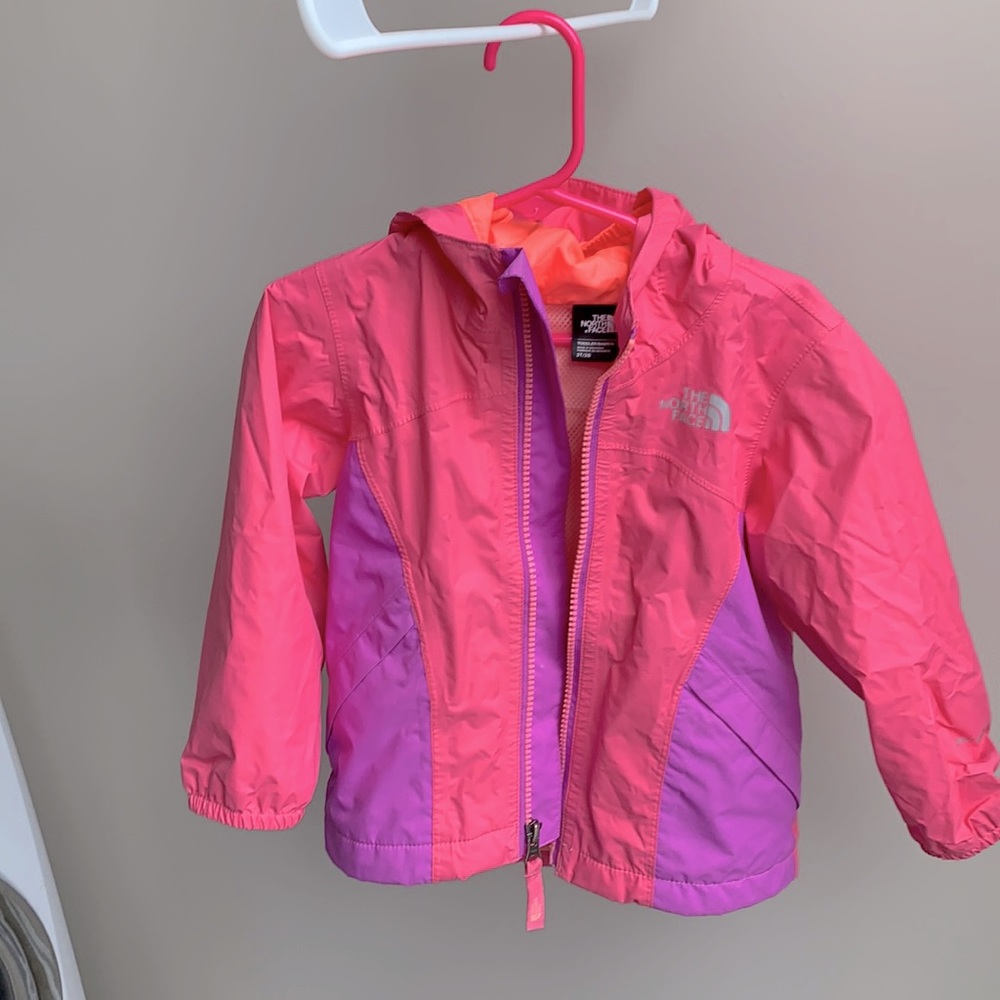 Pink purple 2t north face rain jacket with hood